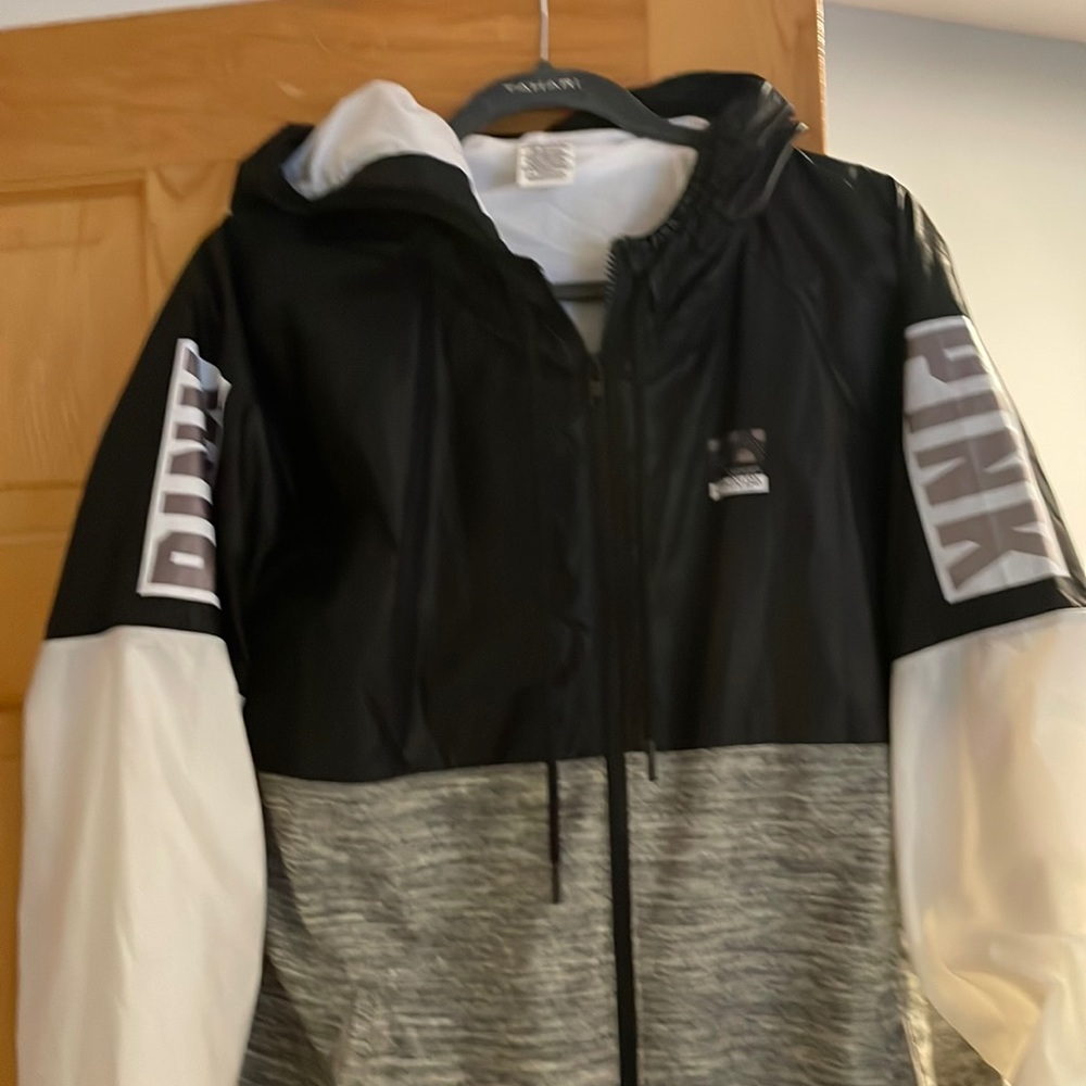Victoria Secret size M L Lined Windbreaker Zip Front hood